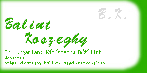 balint koszeghy business card